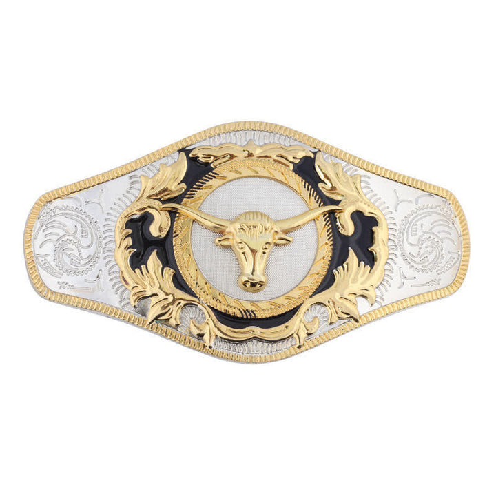 Cintura in pelle con fibbia dorata da uomo fai da te Western - Testa di toro - Senza cintura - image 19