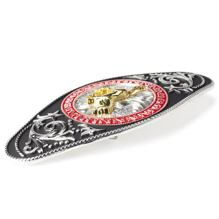 Cintura in pelle con fibbia in oro nero da uomo fai da te Western - image 3