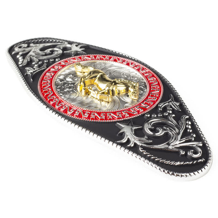 Cintura in pelle con fibbia in oro nero da uomo fai da te Western - image 5