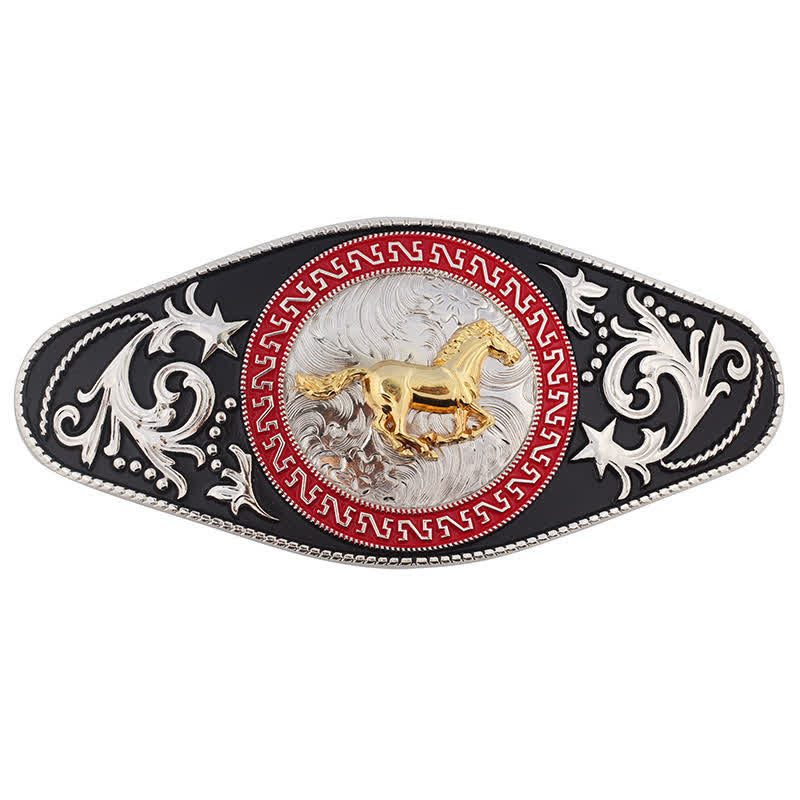 Cintura in pelle con fibbia in oro nero da uomo fai da te Western - image 1