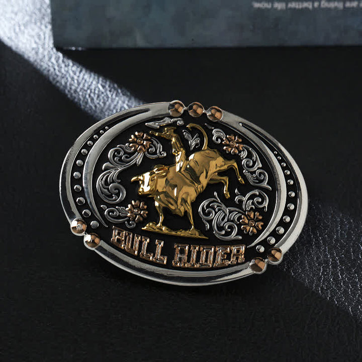 Cintura in pelle con fibbia bicolore fai da te Bull Rider da uomo