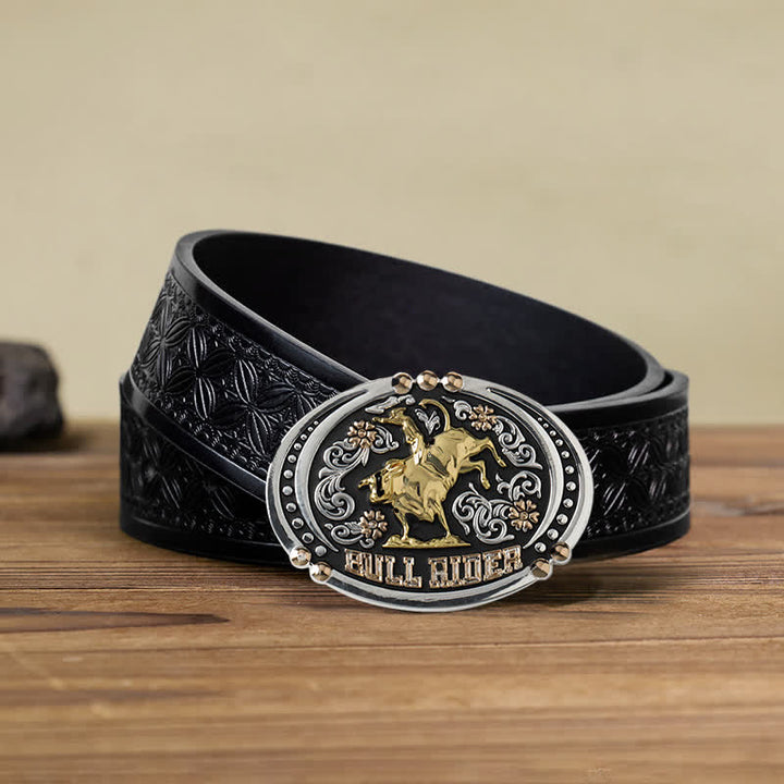 Cintura in pelle con fibbia bicolore fai da te Bull Rider da uomo