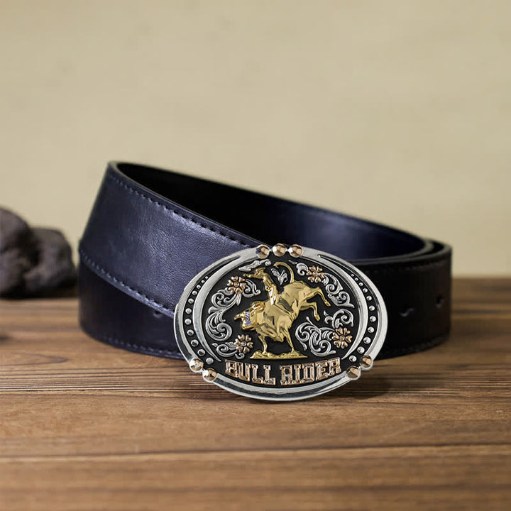 Cintura in pelle con fibbia bicolore fai da te Bull Rider da uomo