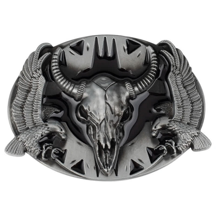 Cintura in pelle fai da te da uomo con fibbia vintage Bull & Dual Eagles - Nero - Senza cintura - image 10