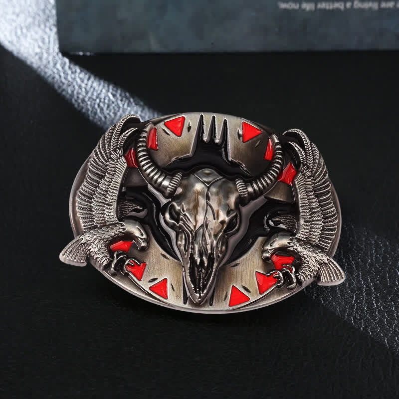 Cintura in pelle fai da te da uomo con fibbia vintage Bull & Dual Eagles - Rosso - Senza cintura - image 0