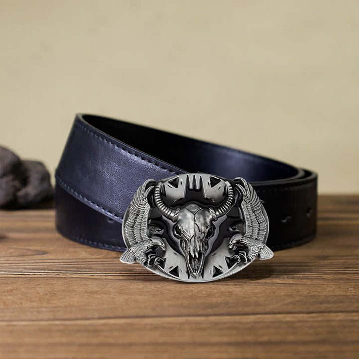 Cintura in pelle fai da te da uomo con fibbia vintage Bull &amp; Dual Eagles
