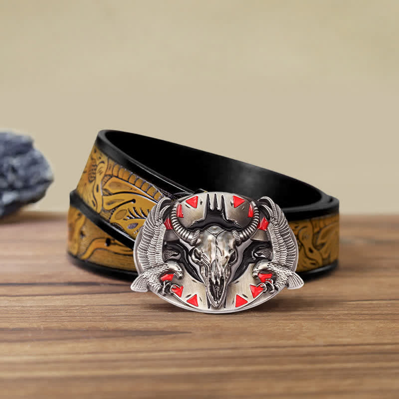 Cintura in pelle fai da te da uomo con fibbia vintage Bull &amp; Dual Eagles