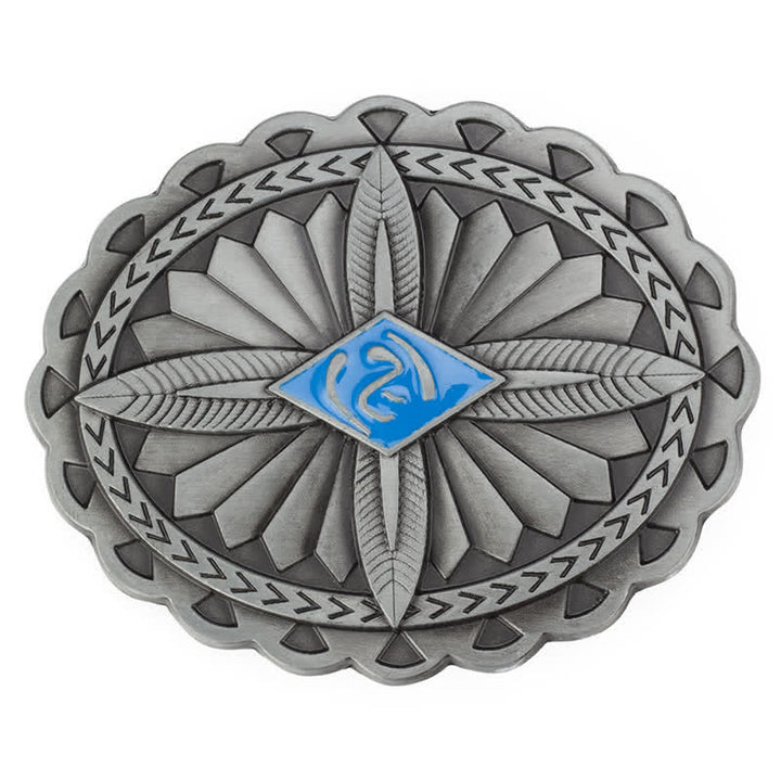 Cintura in pelle con fibbia a forma di totem con croce tribale indiana fai da te da uomo - Blu - Senza cintura - image 10