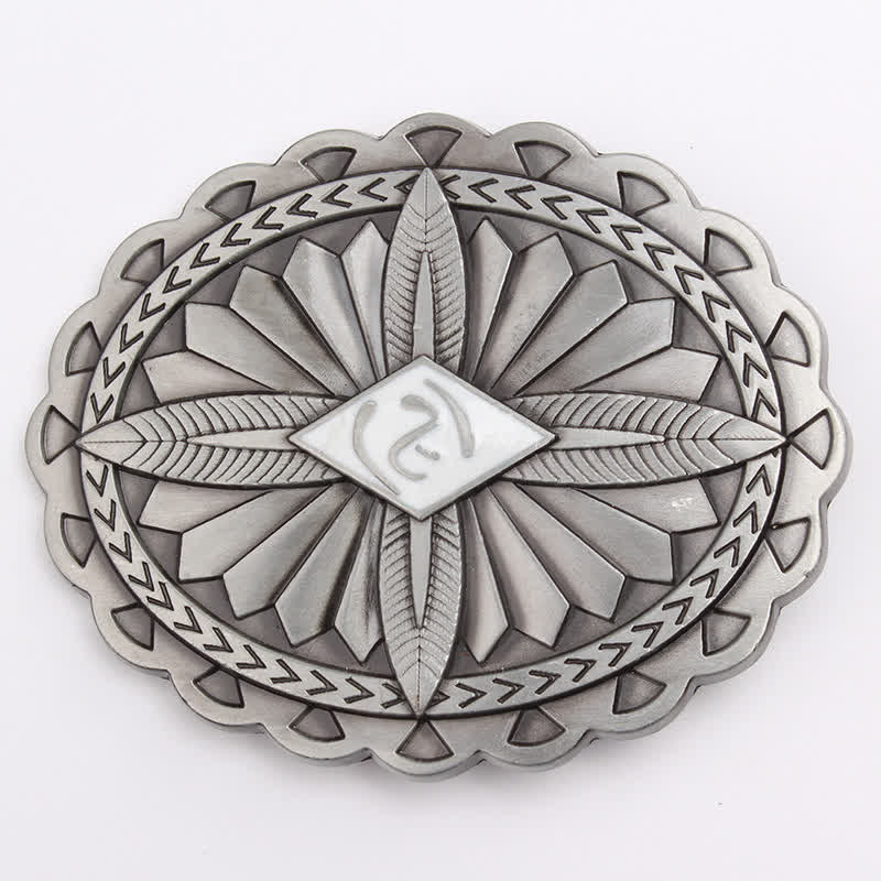 Cintura in pelle con fibbia a forma di totem con croce tribale indiana fai da te da uomo - Bianco - Senza cintura - image 19