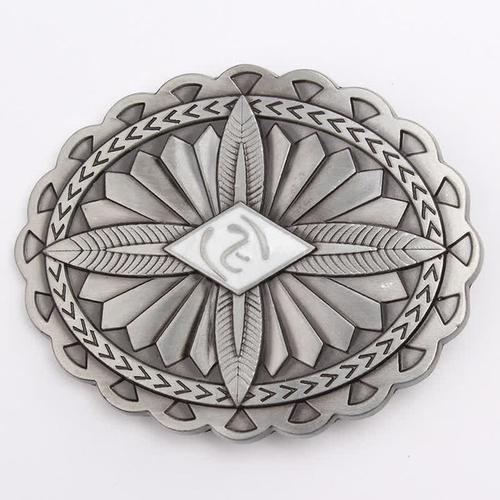 Cintura in pelle con fibbia a forma di totem con croce tribale indiana fai da te da uomo - Bianco - Senza cintura - image 19