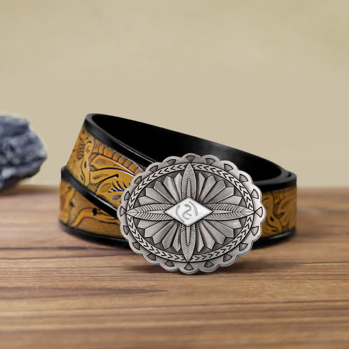 Cintura in pelle con fibbia a forma di totem con croce tribale indiana fai da te da uomo