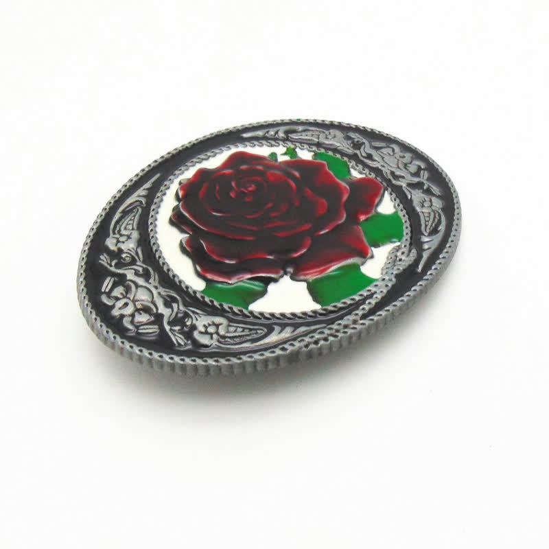 Cintura in pelle con fibbia a forma di rosa colorata fai da te da uomo in stile western