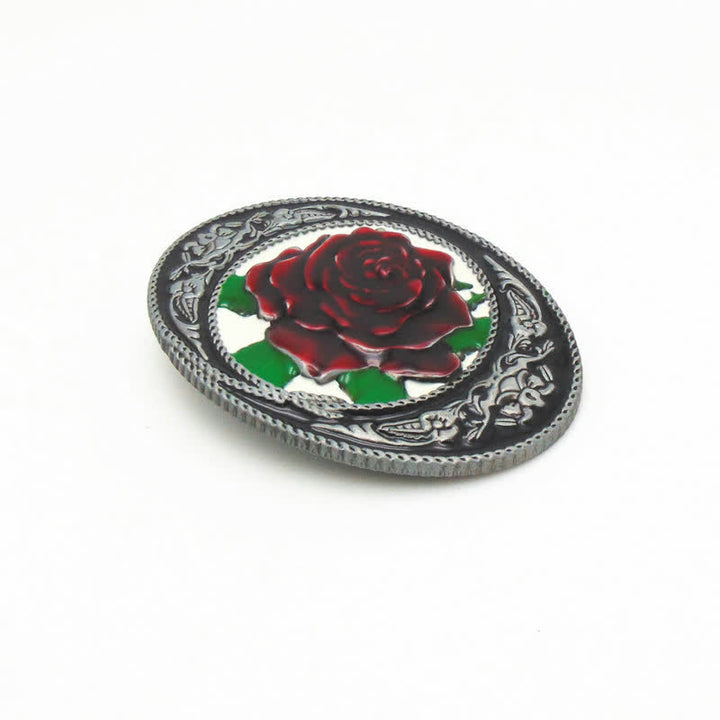 Cintura in pelle con fibbia a forma di rosa colorata fai da te da uomo in stile western
