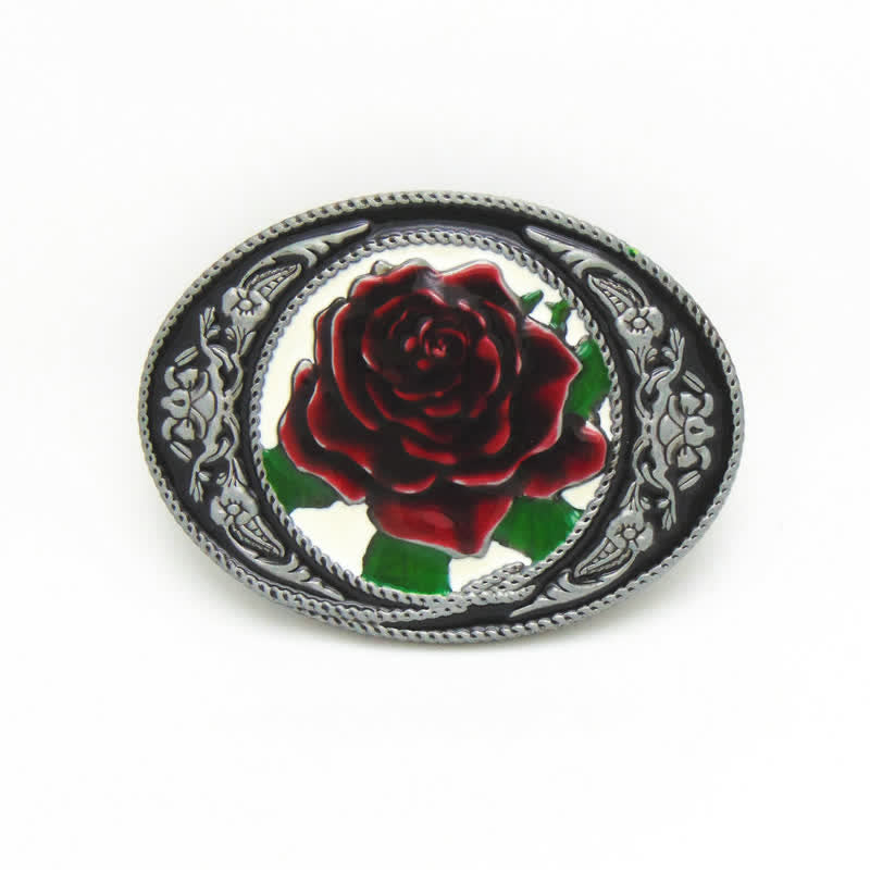 Cintura in pelle con fibbia a forma di rosa colorata fai da te da uomo in stile western