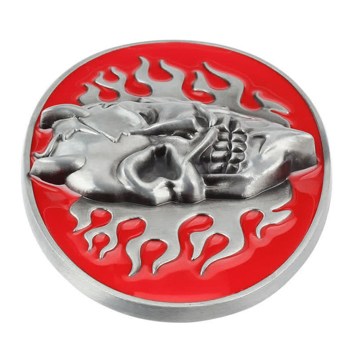 Cintura in pelle fai da te da uomo con fibbia a forma di teschio del diavolo rosso fiamma - image 2