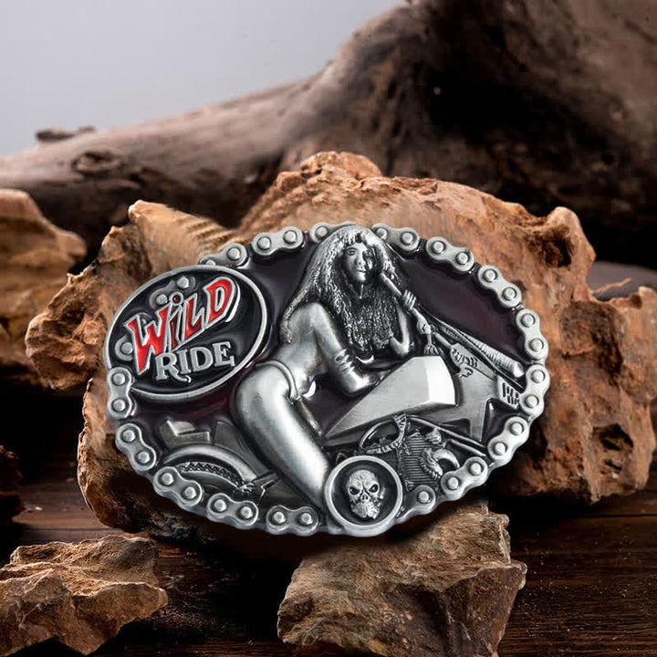 Cintura in pelle con fibbia da donna per motociclista fai da te Wild Ride da uomo