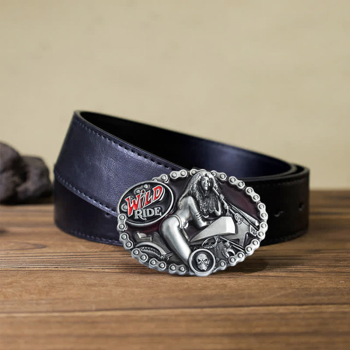 Cintura in pelle con fibbia da donna per motociclista fai da te Wild Ride da uomo