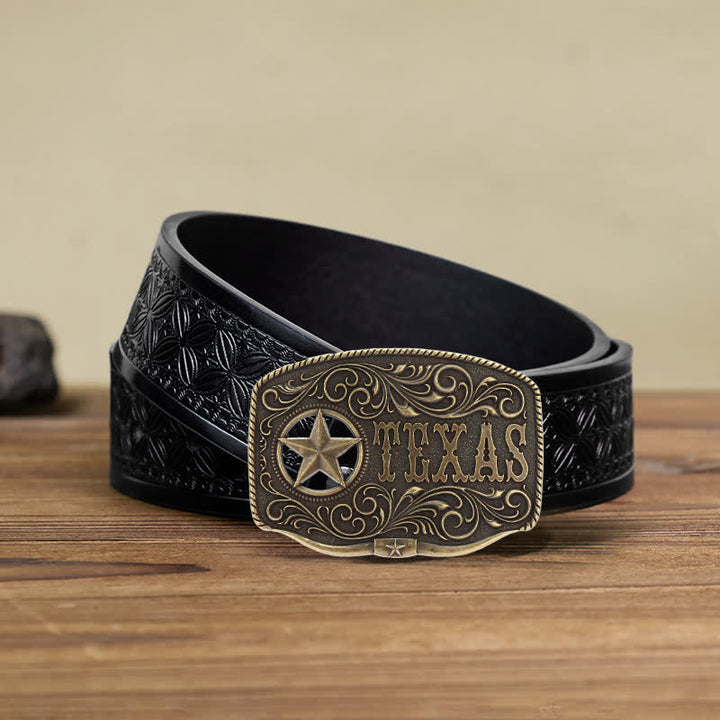 Cintura in pelle fai da te con fibbia a pentagramma Texas Hollow da uomo