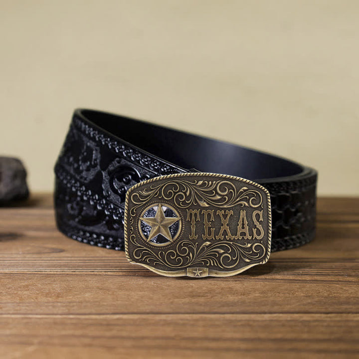 Cintura in pelle fai da te con fibbia a pentagramma Texas Hollow da uomo
