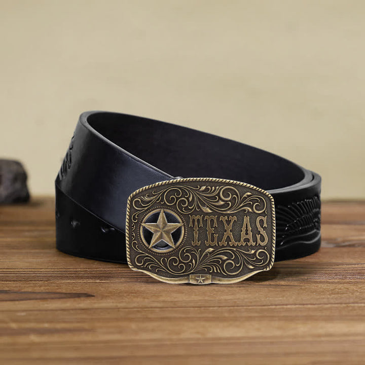 Cintura in pelle fai da te con fibbia a pentagramma Texas Hollow da uomo