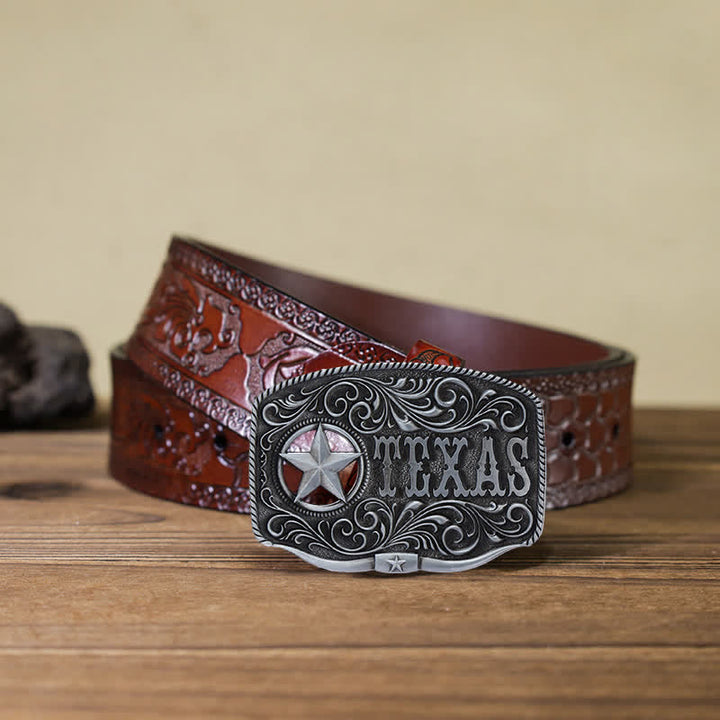 Cintura in pelle fai da te con fibbia a pentagramma Texas Hollow da uomo