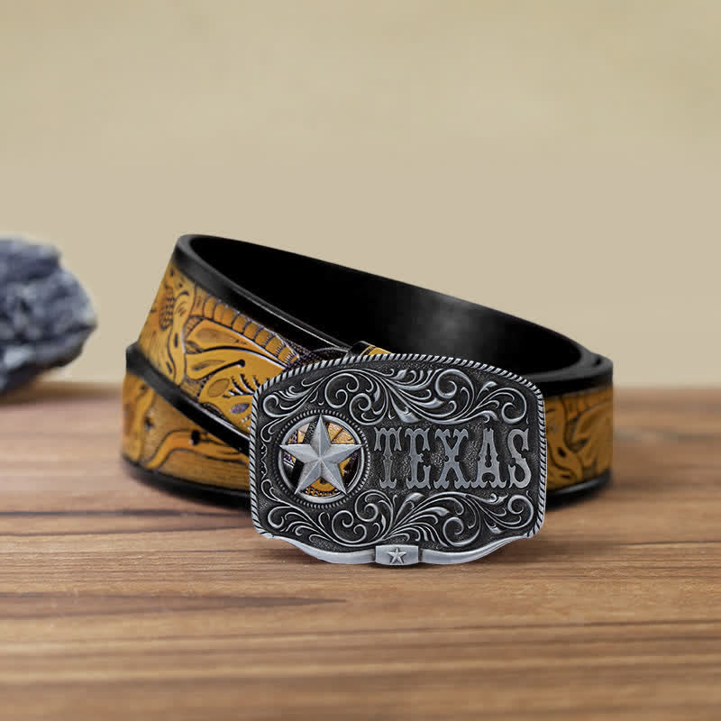 Cintura in pelle fai da te con fibbia a pentagramma Texas Hollow da uomo
