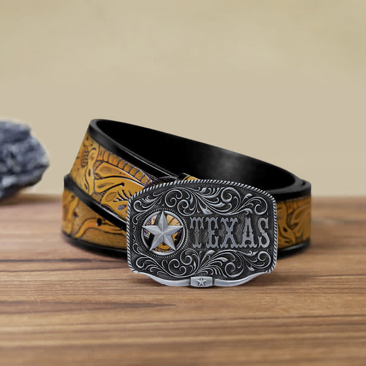 Cintura in pelle fai da te con fibbia a pentagramma Texas Hollow da uomo