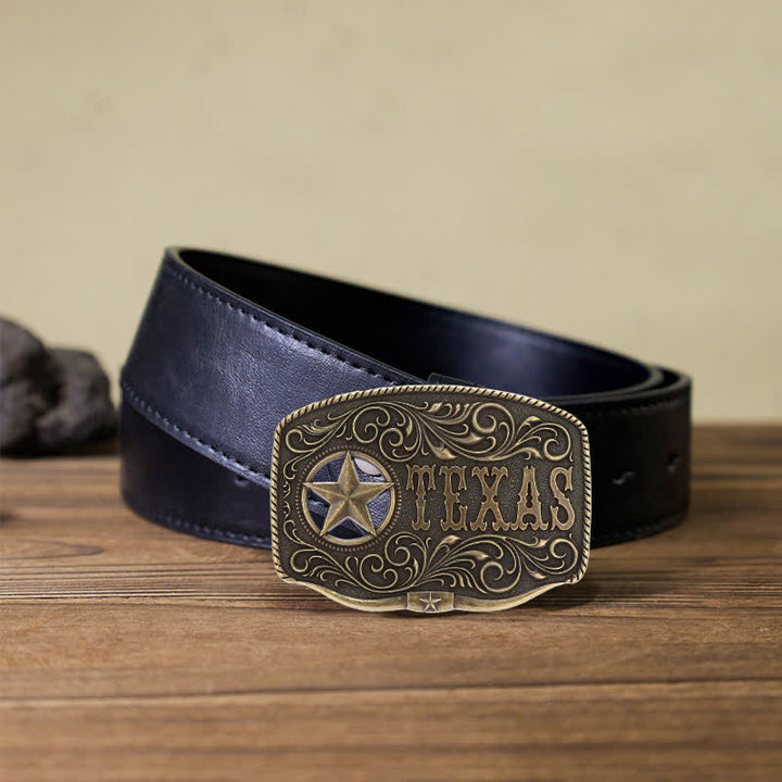 Cintura in pelle fai da te con fibbia a pentagramma Texas Hollow da uomo