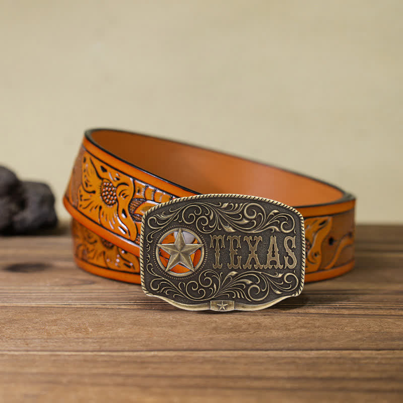 Cintura in pelle fai da te con fibbia a pentagramma Texas Hollow da uomo