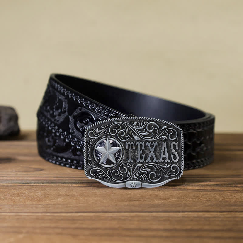 Cintura in pelle fai da te con fibbia a pentagramma Texas Hollow da uomo
