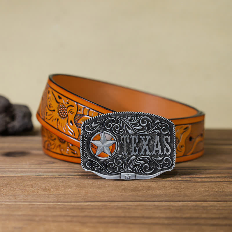 Cintura in pelle fai da te con fibbia a pentagramma Texas Hollow da uomo