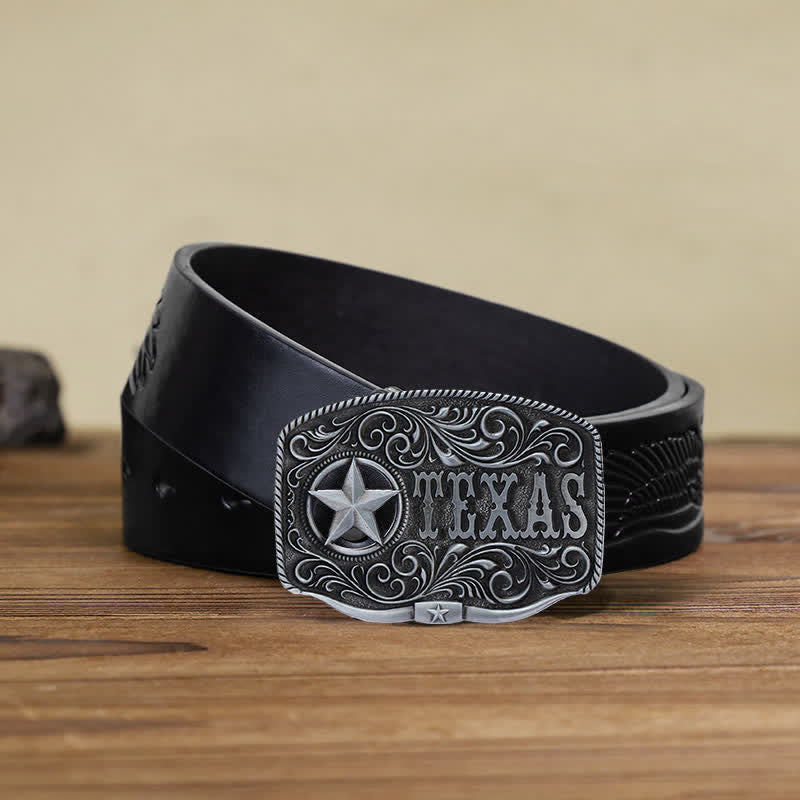 Cintura in pelle fai da te con fibbia a pentagramma Texas Hollow da uomo