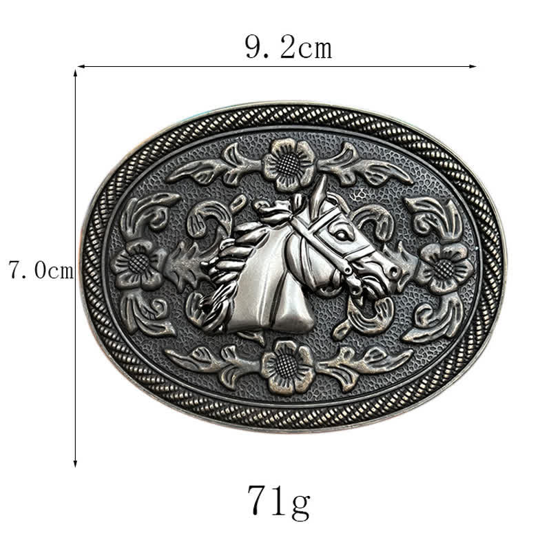 Cintura in pelle con fibbia floreale a forma di cavallo western fai da te da uomo