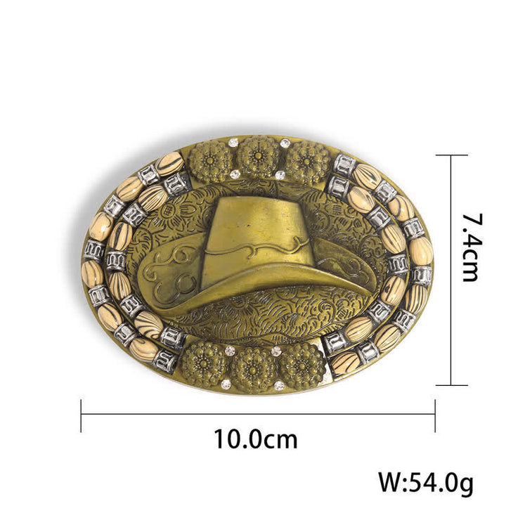Cintura in pelle con fibbia decorativa per cappello da cowboy in oro fai da te da uomo