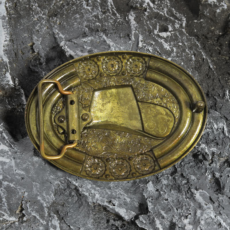 Cintura in pelle con fibbia decorativa per cappello da cowboy in oro fai da te da uomo