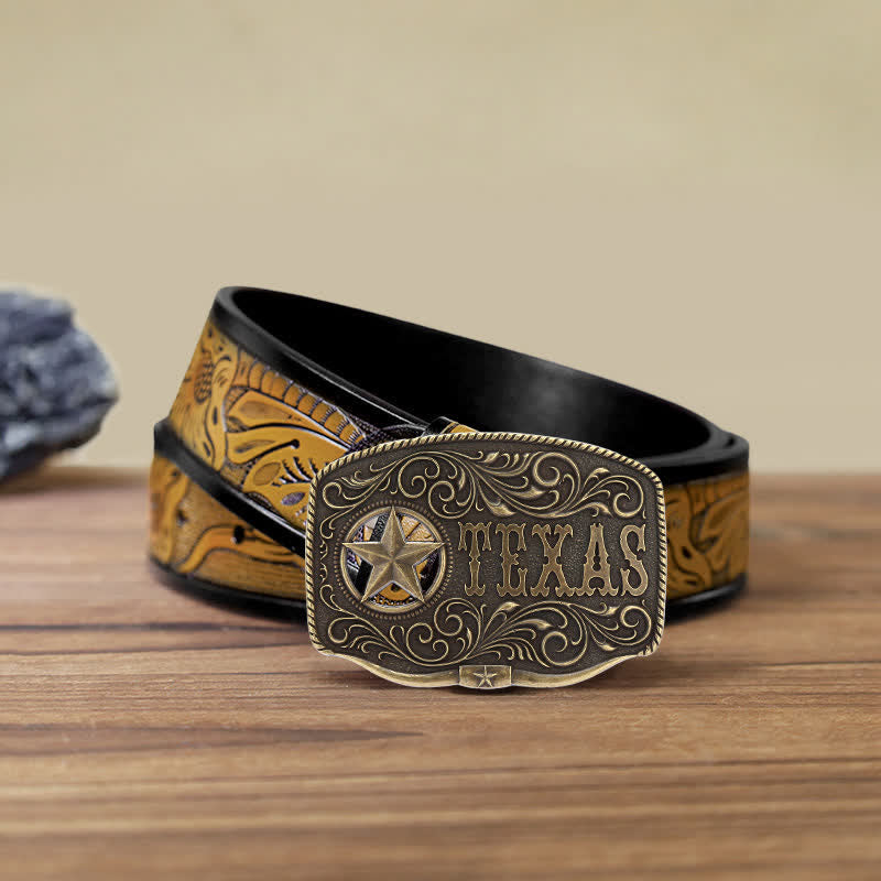 Cintura in pelle fai da te con fibbia a pentagramma Texas Hollow da uomo
