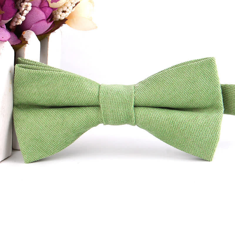 Papillon formale da uomo in pelle scamosciata tinta unita color caramella - Verde chiaro - image 14