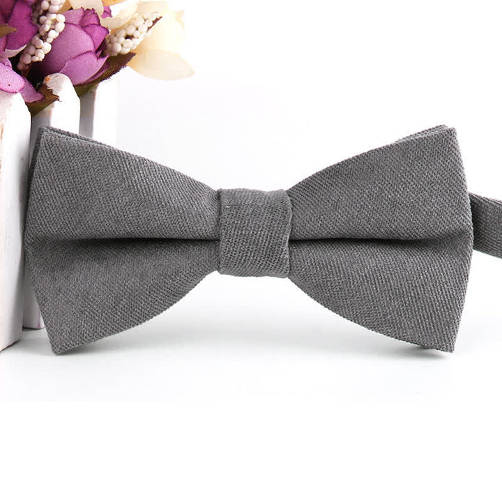 Papillon formale da uomo in pelle scamosciata tinta unita color caramella - Grigio - image 19
