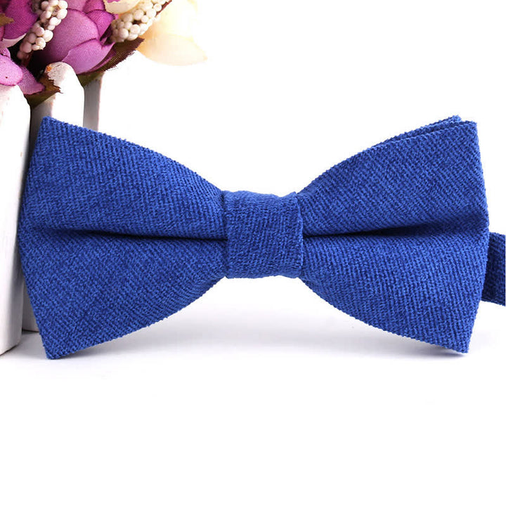 Papillon formale da uomo in pelle scamosciata tinta unita color caramella - Blu Reale - image 25