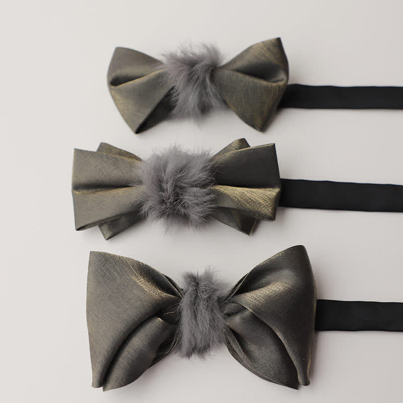 Papillon decorativo in peluche morbido grigio vintage da uomo - image 0