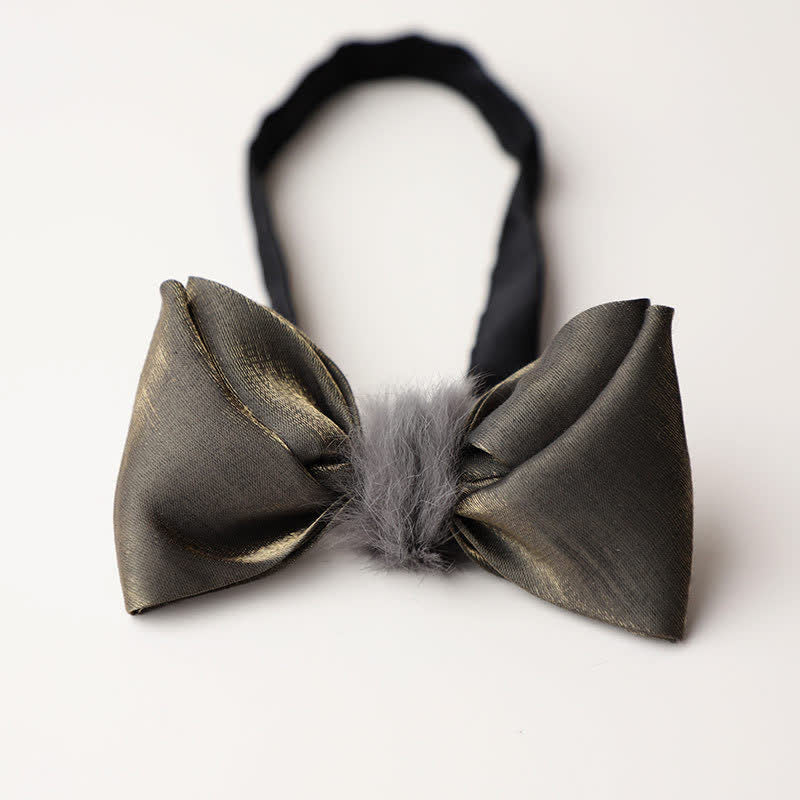 Papillon decorativo in peluche morbido grigio vintage da uomo - Stile n. 1 - image 1