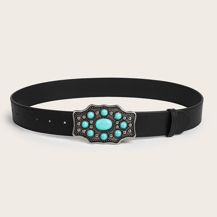 Cintura in pelle con fibbia irregolare turchese Bohemia da donna
