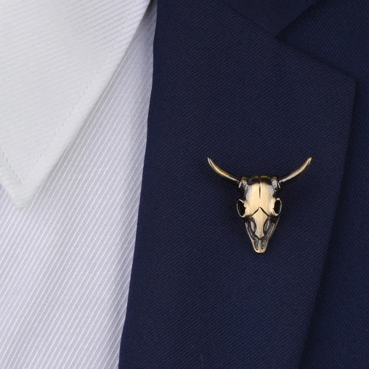 Spilla da uomo con ciondolo punk a forma di testa di toro