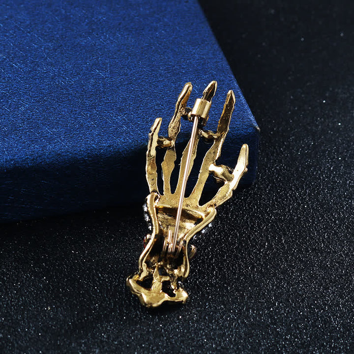 Spilla da uomo con strass a forma di dito scheletro - image 3