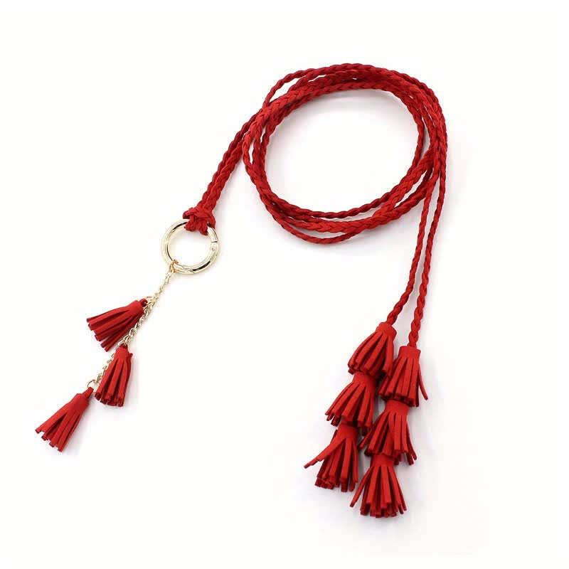 Cintura intrecciata con nappe bohémien da donna