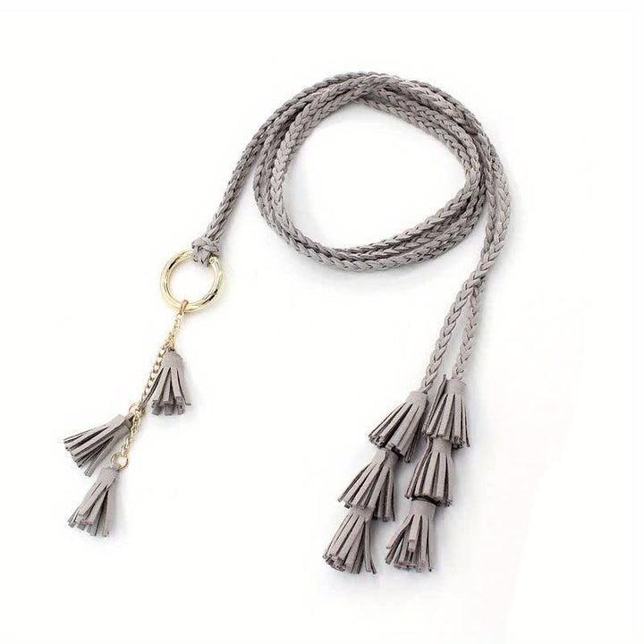 Cintura intrecciata con nappe bohémien da donna
