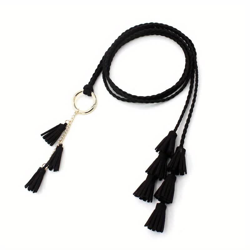 Cintura intrecciata con nappe bohémien da donna