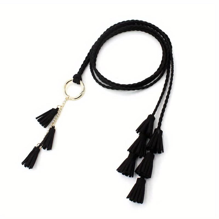 Cintura intrecciata con nappe bohémien da donna