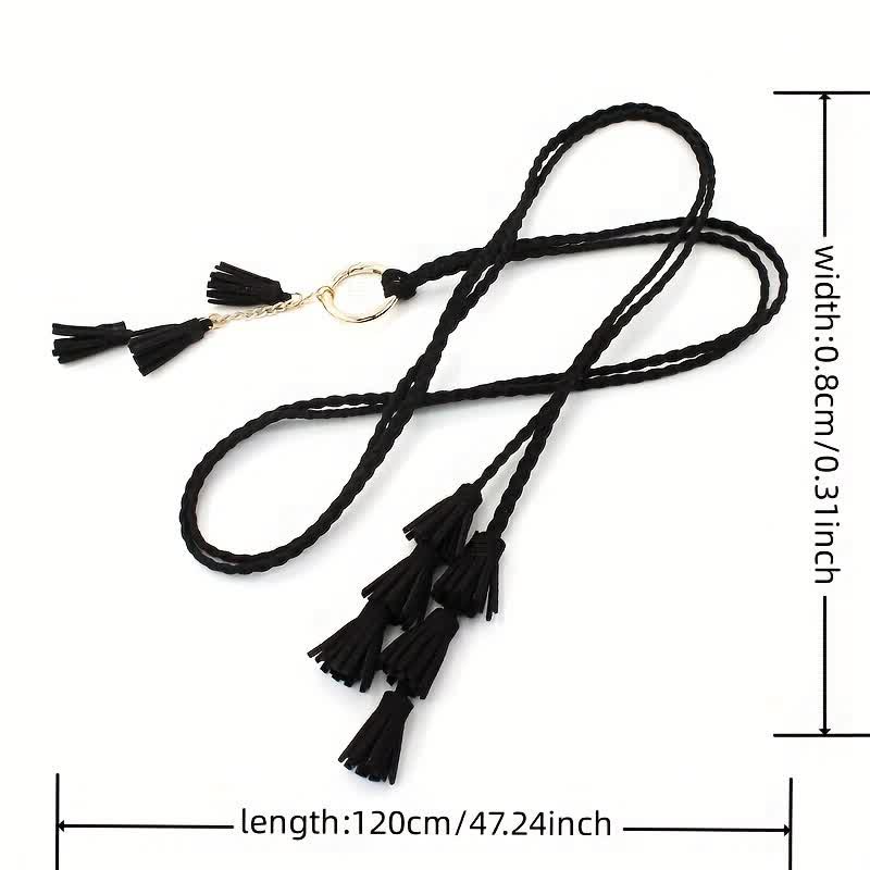Cintura intrecciata con nappe bohémien da donna
