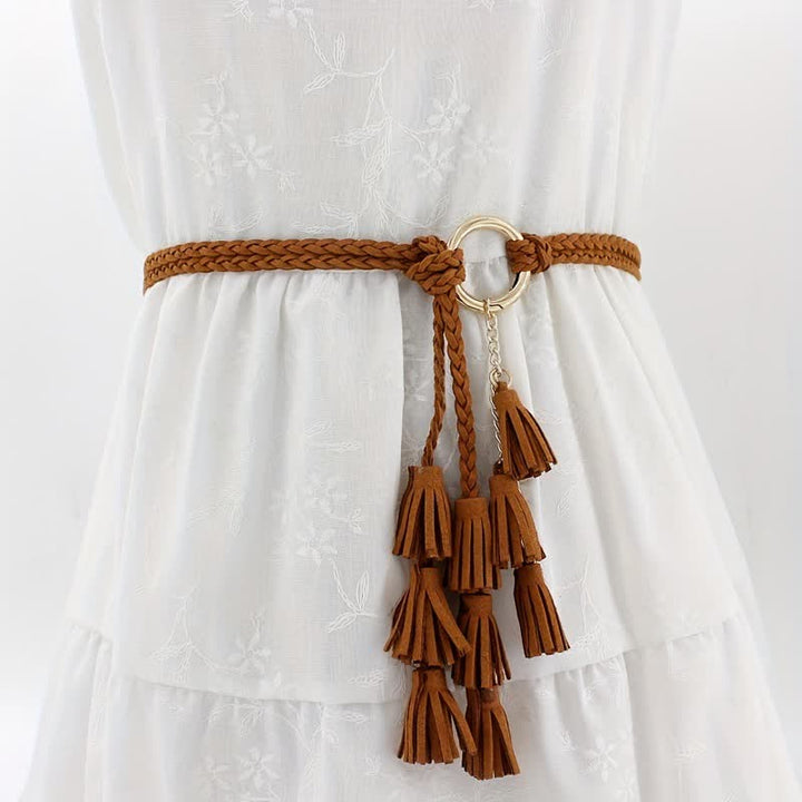 Cintura intrecciata con nappe bohémien da donna